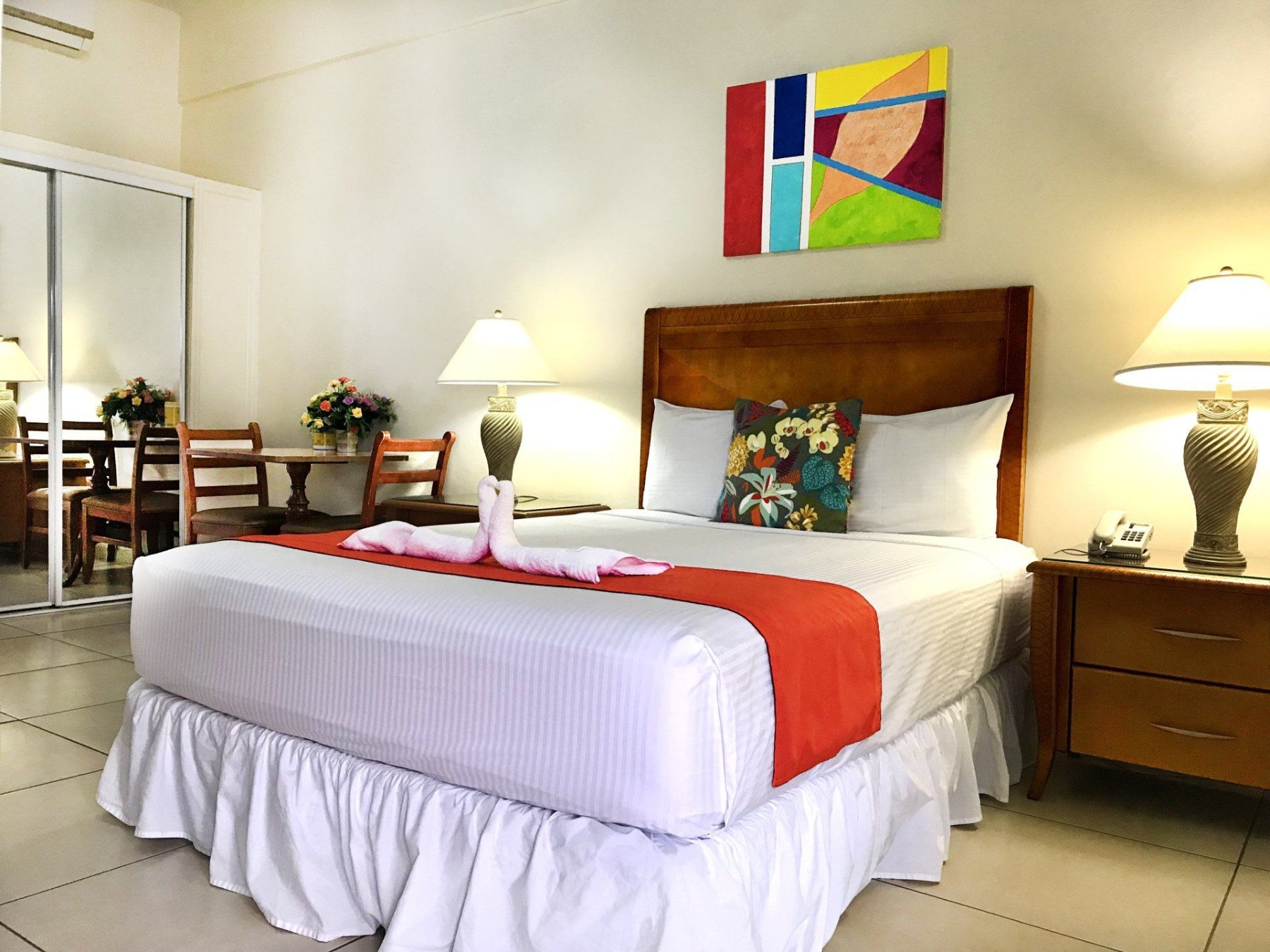 A bright, clean guest room at Alicia's Inn, Philipsburg, Sint Maarten.