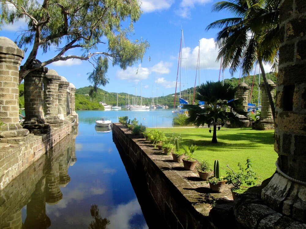 Sailboats moored at Nelson's Dockyard, English Harbour, Antigua