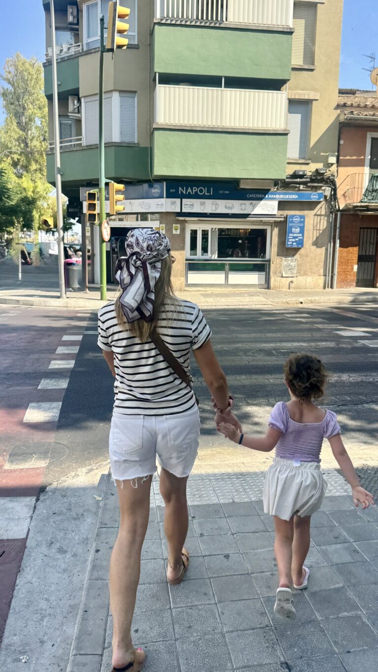 Jenny and Coco walking through Palma in the early days