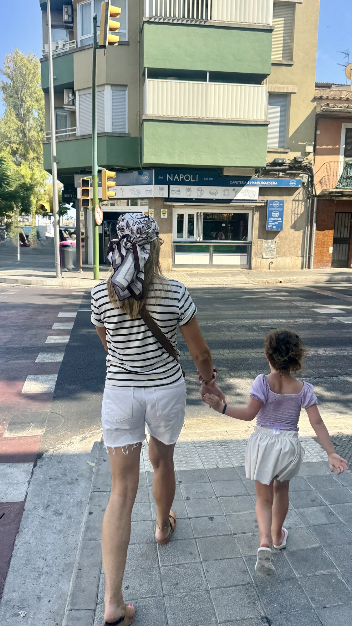 Jenny and Coco walking through Palma in the early days
