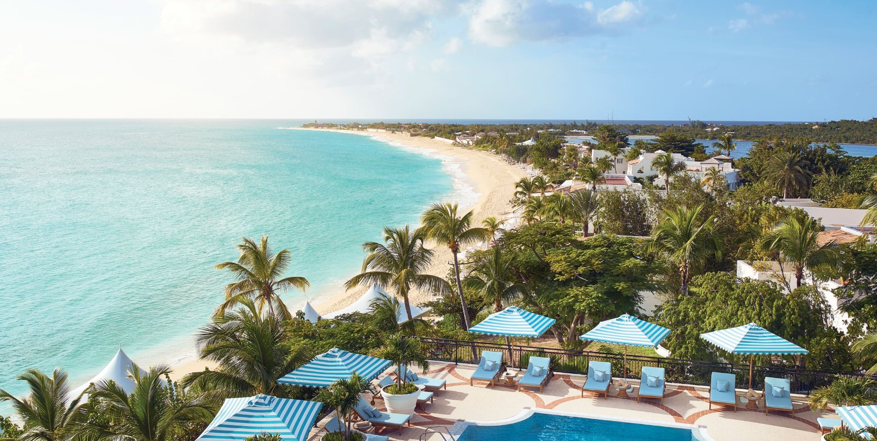 The pool at La Samanna, A Belmond Hotel, overlooking Baie Longue, Saint Martin.